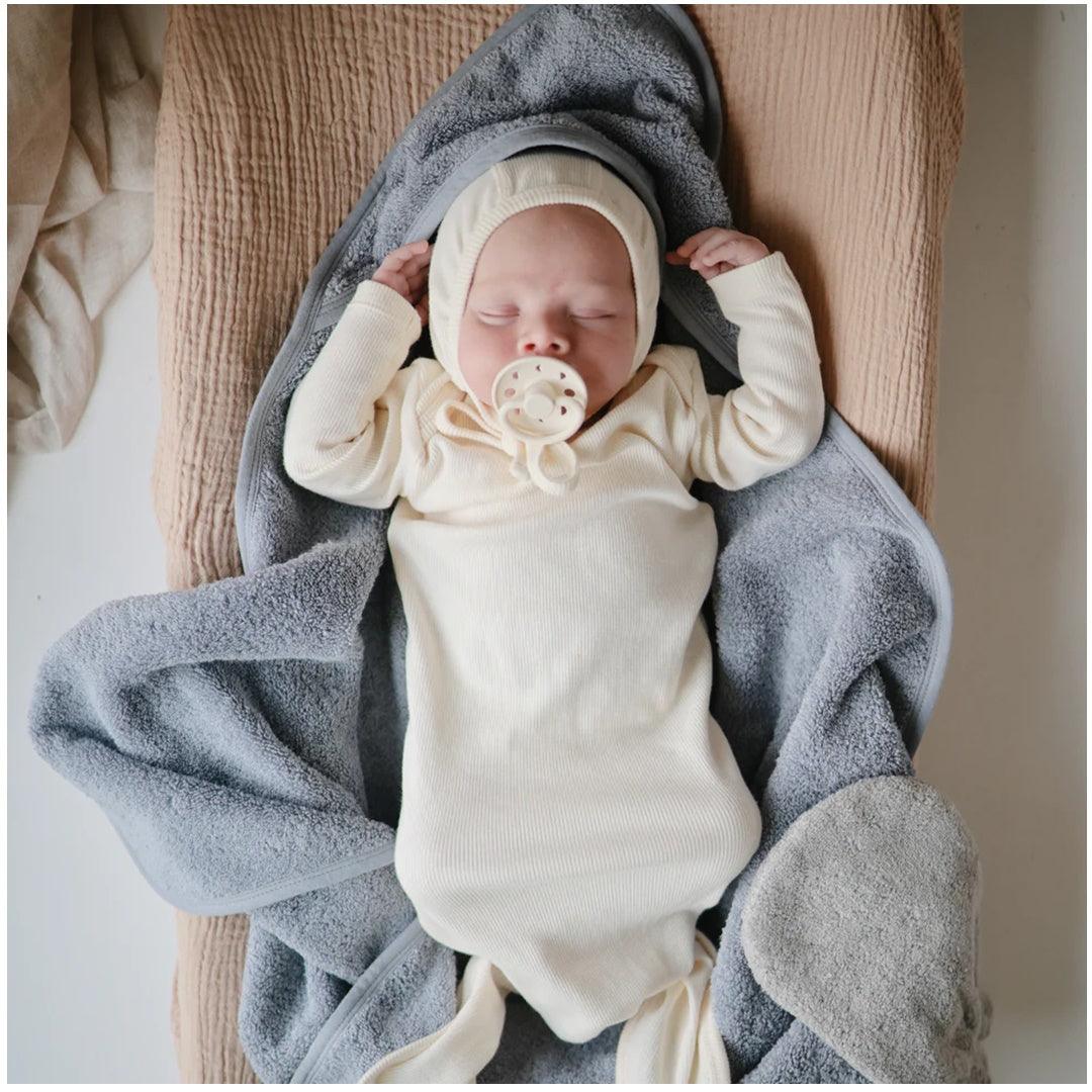 Mushie Organic Cotton Baby Hooded Towel Tradewinds - Durable & Machine Washable